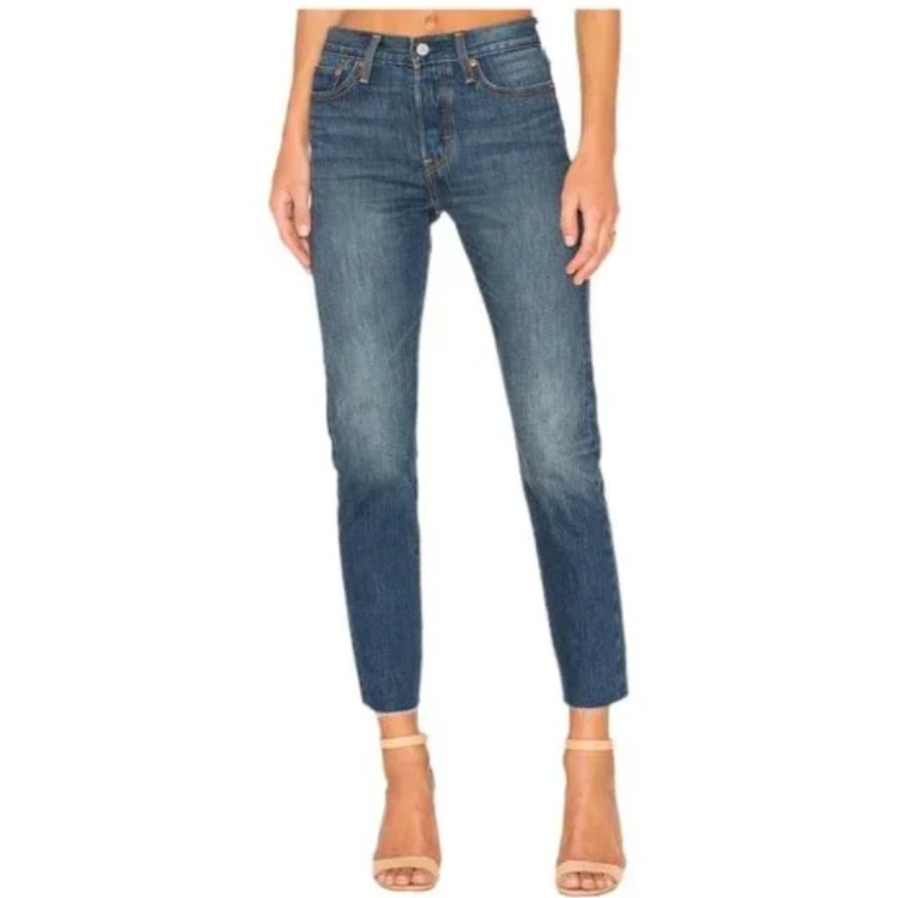 LEVI’S White Oak Cone Denim raw hem skinny jeans